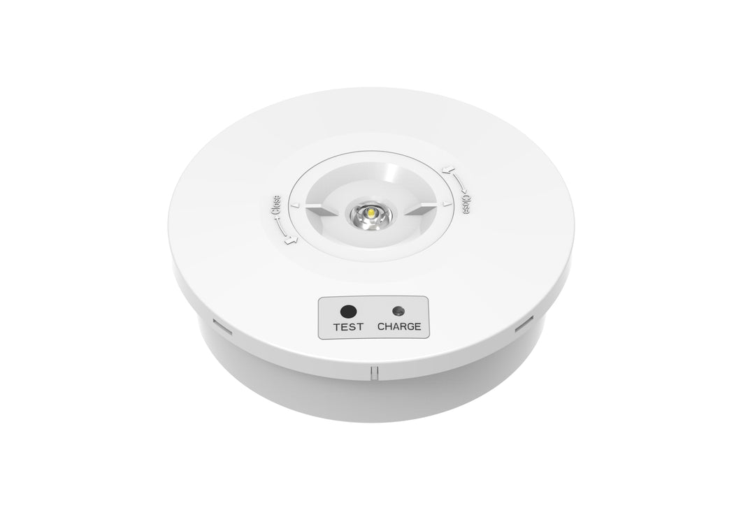 CGC Surface Mount Round White IP65 Emergency Downlight with Changeable Corridor and Open Area Lens