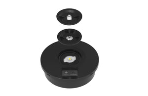 CGC Surface Mount Round Black IP65 Emergency Downlight with Changeable Corridor and Open Area Lens